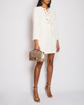 Chanel 21/P White Tweed Long Sleeve Midi Pocket Dress with Chain Fastening Detail Size FR 38 (UK 10)