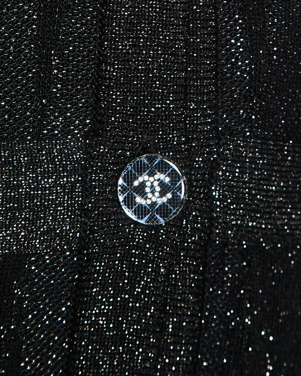 Chanel 21/K Black Long Sleeve Button Down Glitter Maxi Dress Size FR 40 (UK 12)