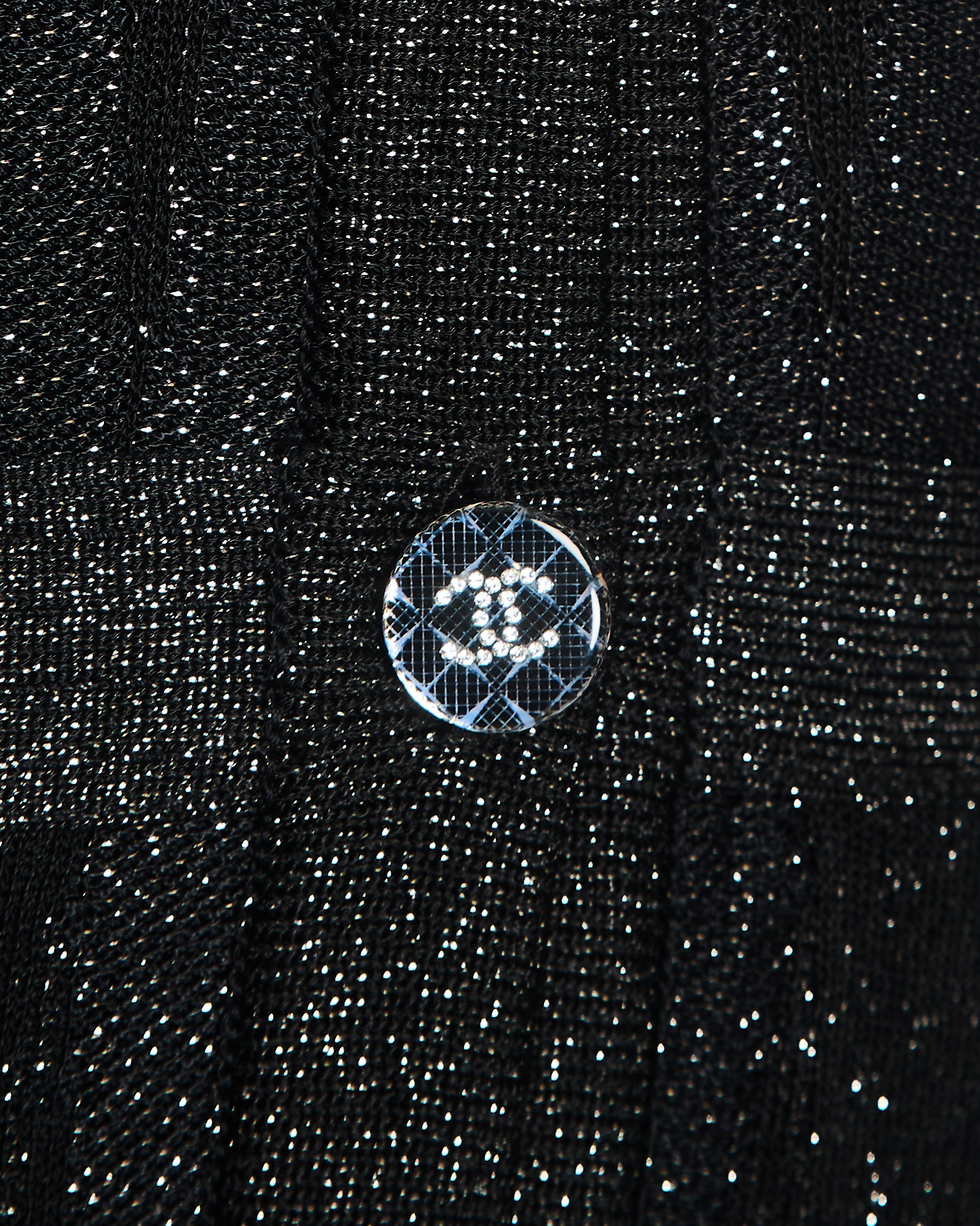 Chanel 21/K Black Long Sleeve Button Down Glitter Maxi Dress Size FR 40 (UK 12)