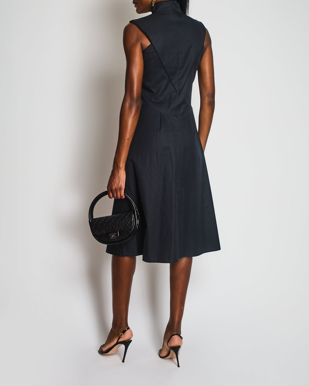 Chanel Navy Sleeveless Panelled Midi Dress with Pocket Detail Size FR 36 (UK 8)