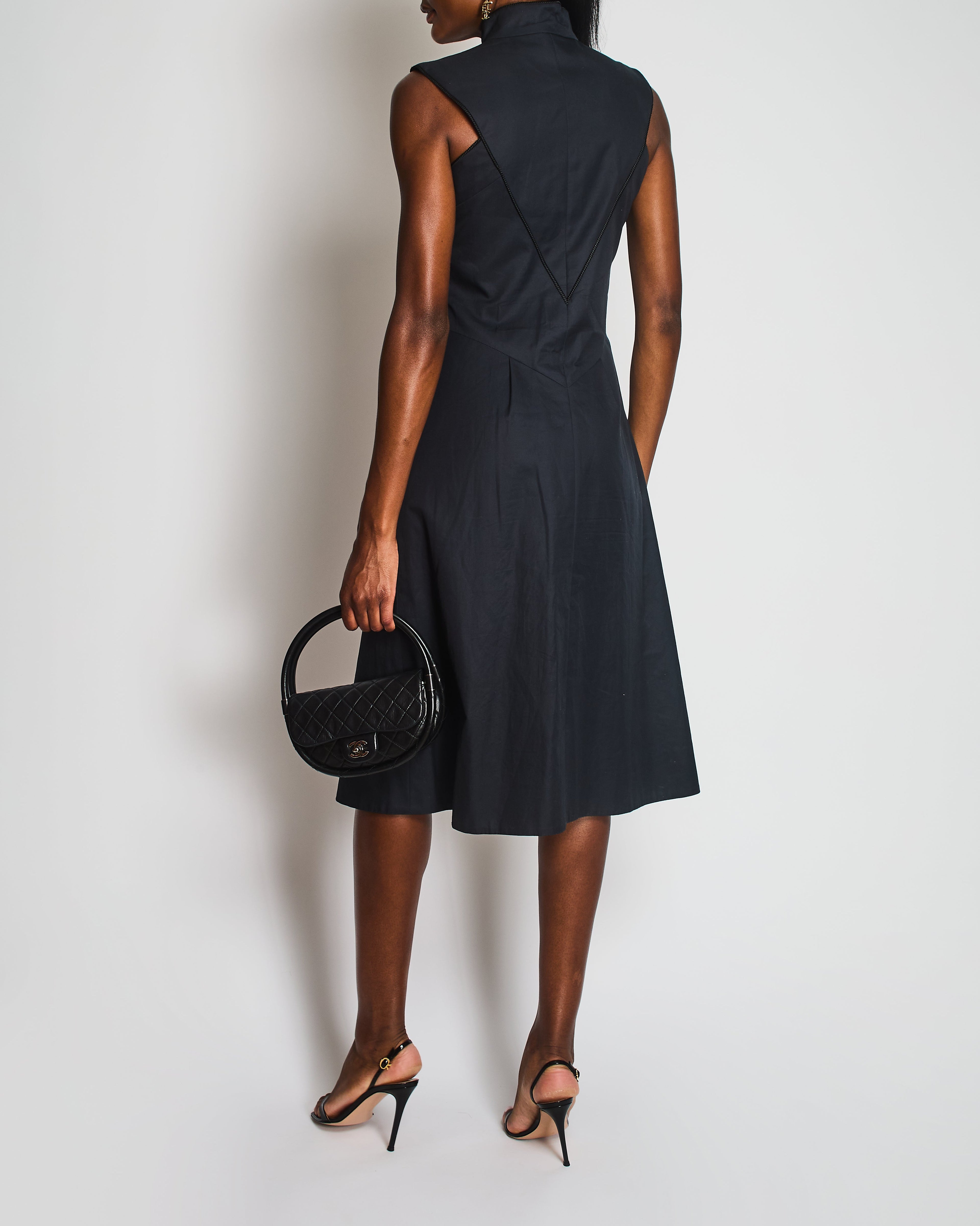 Chanel Navy Sleeveless Panelled Midi Dress with Pocket Detail Size FR 36 (UK 8)