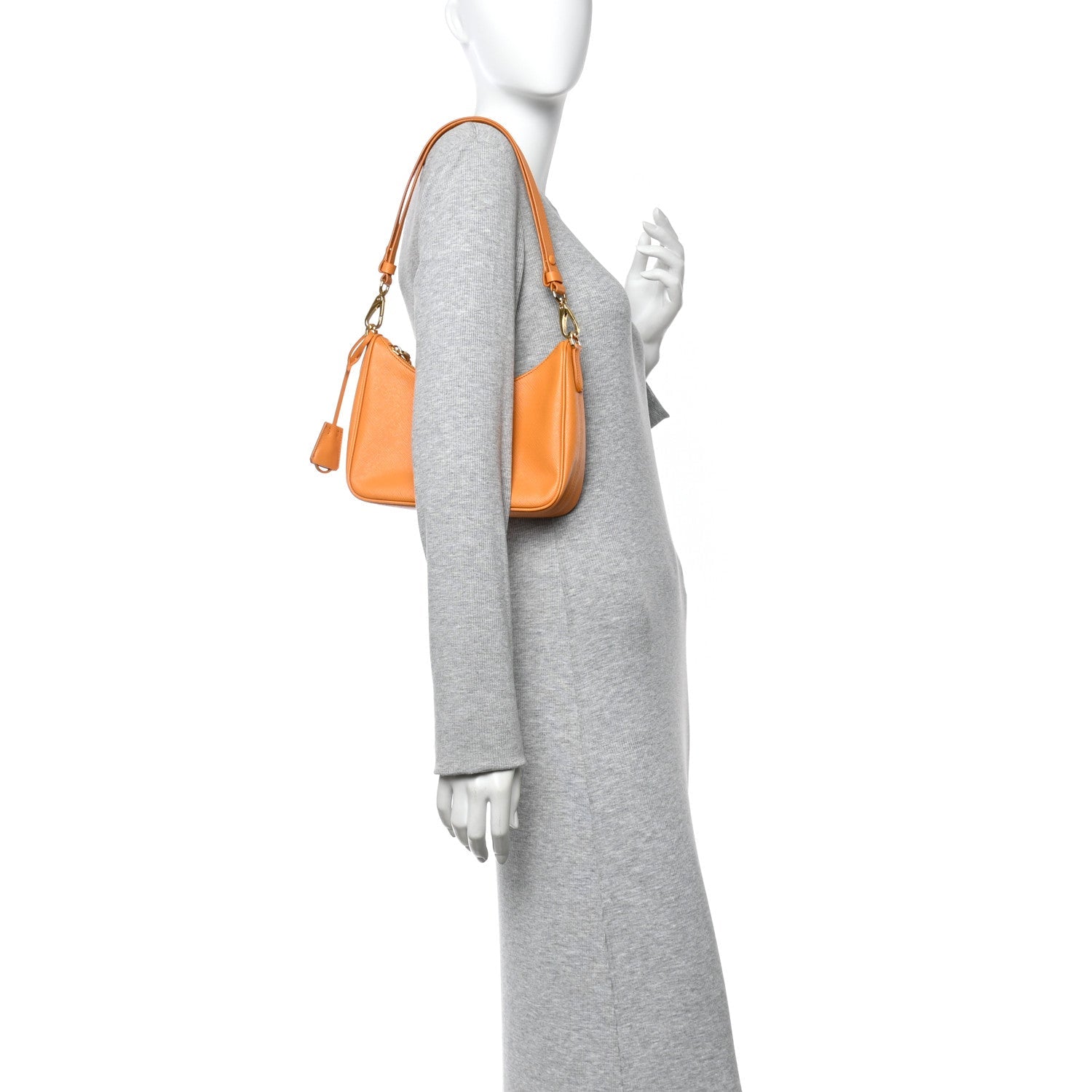 Prada Saffiano Lux Mini Re-Edition Shoulder Bag Arancio
