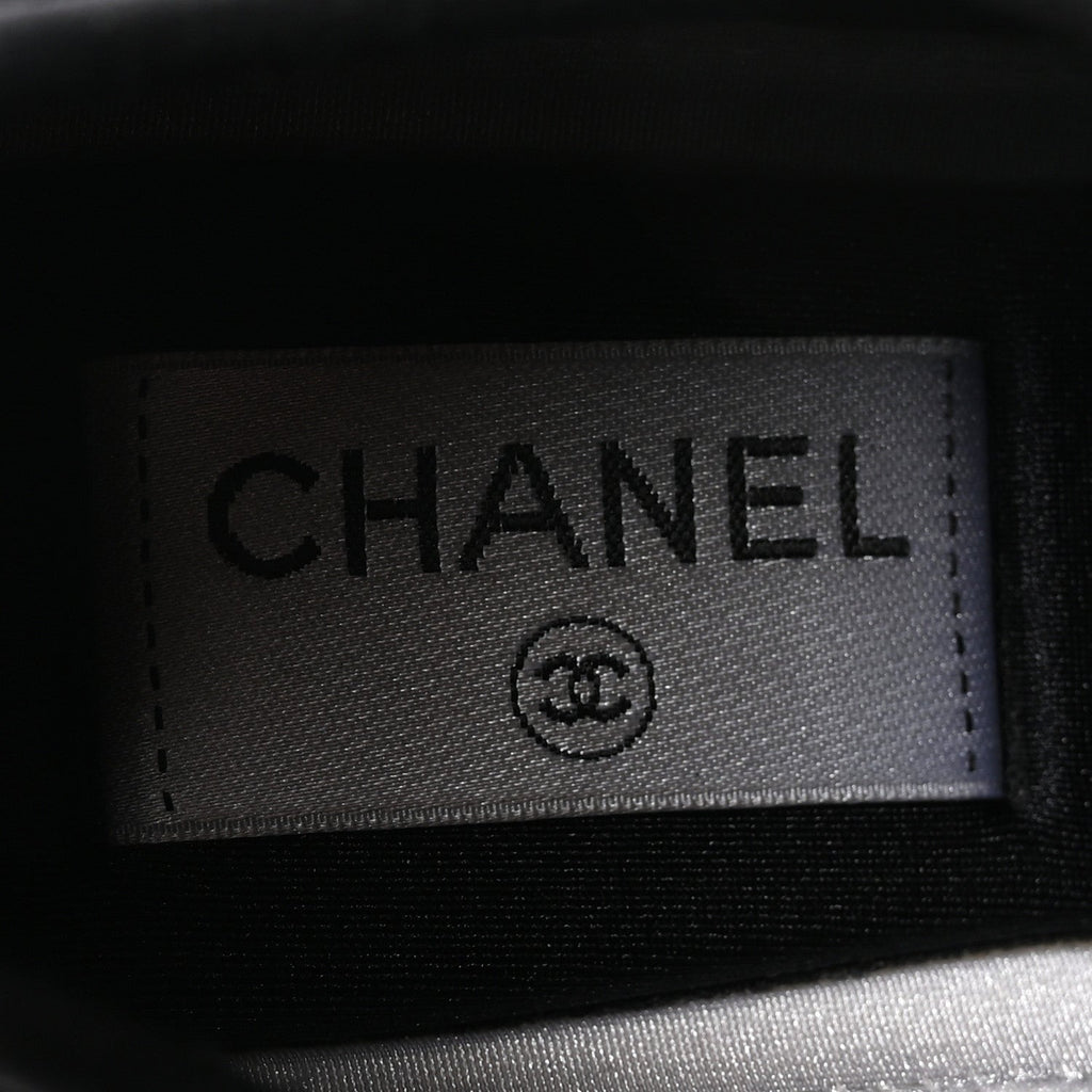 Chanel Velvet Calfskin Mixed Fibers CC Sneakers 36.5 Black
