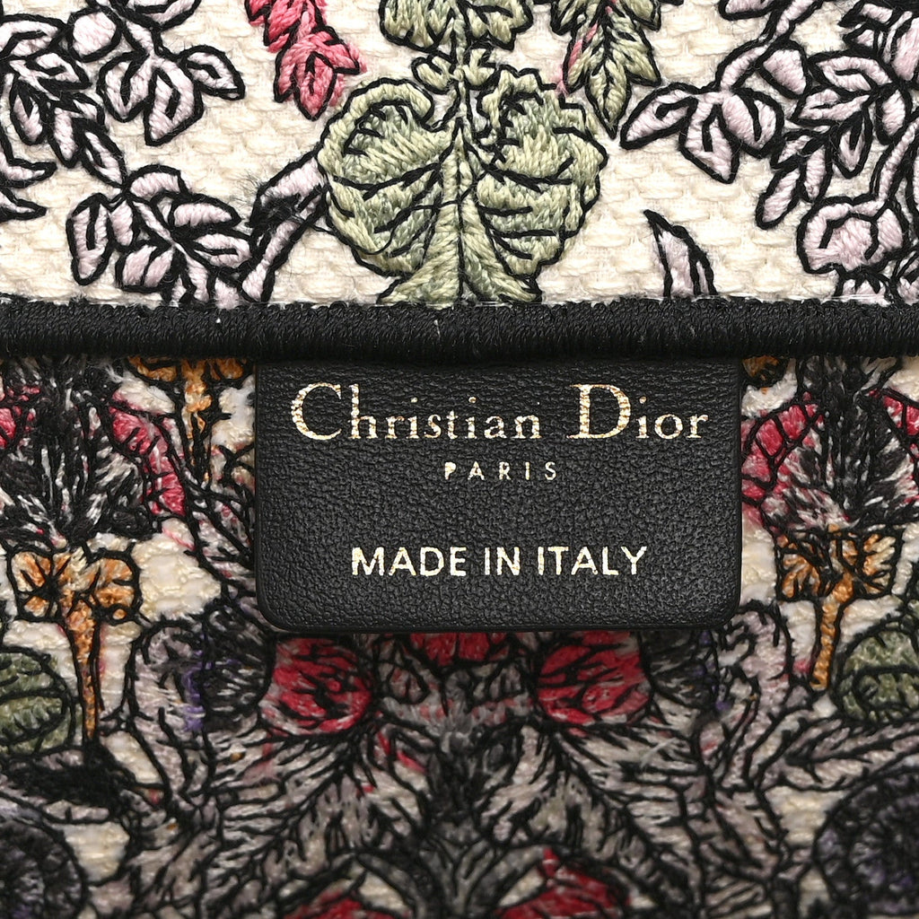 Christian Dior Canvas Embroidered Medium Book Tote White Multicolor