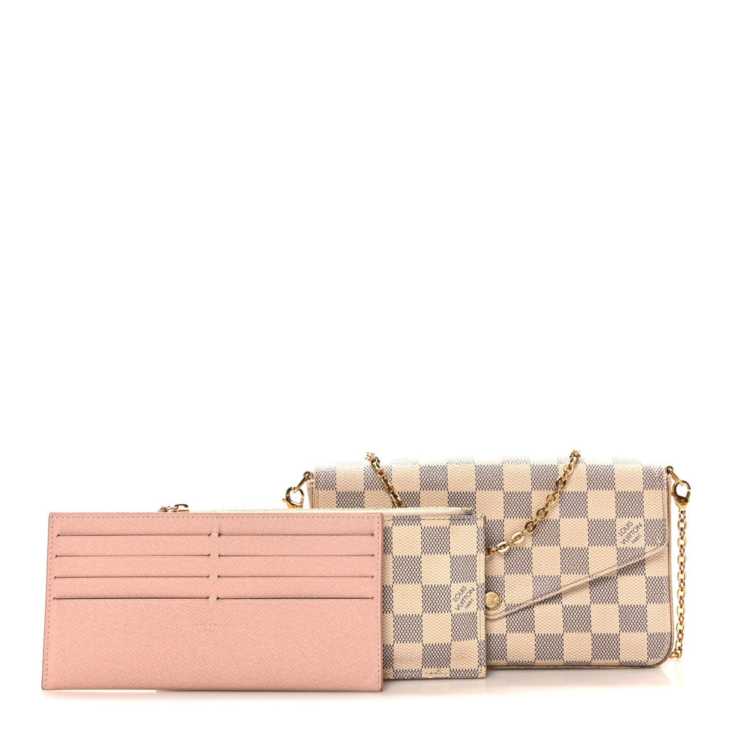 Louis Vuitton Damier Azur Pochette Felicie Chain Wallet Rose Ballerine