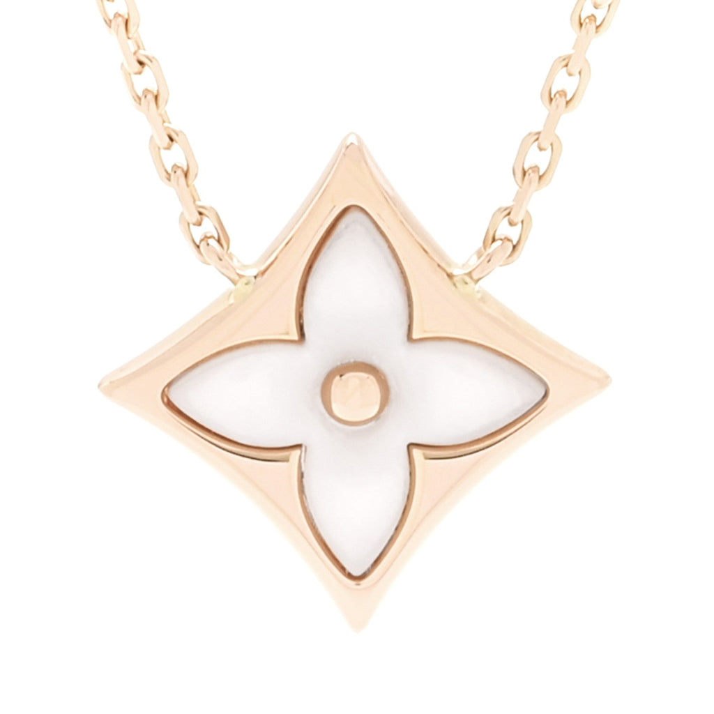 Louis Vuitton 18K Pink Gold Diamond Pink Mother of Pearl Color Blossom BB Star Pendant Necklace