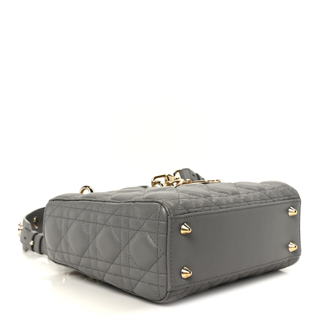 Christian Dior Lambskin Cannage Small Lucky Badges My Lady Dior Grey