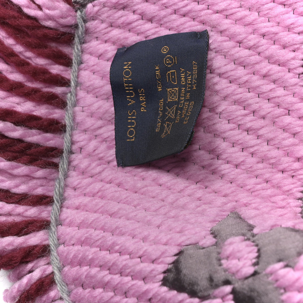 Louis Vuitton Wool Silk Logomania Scarf Wine