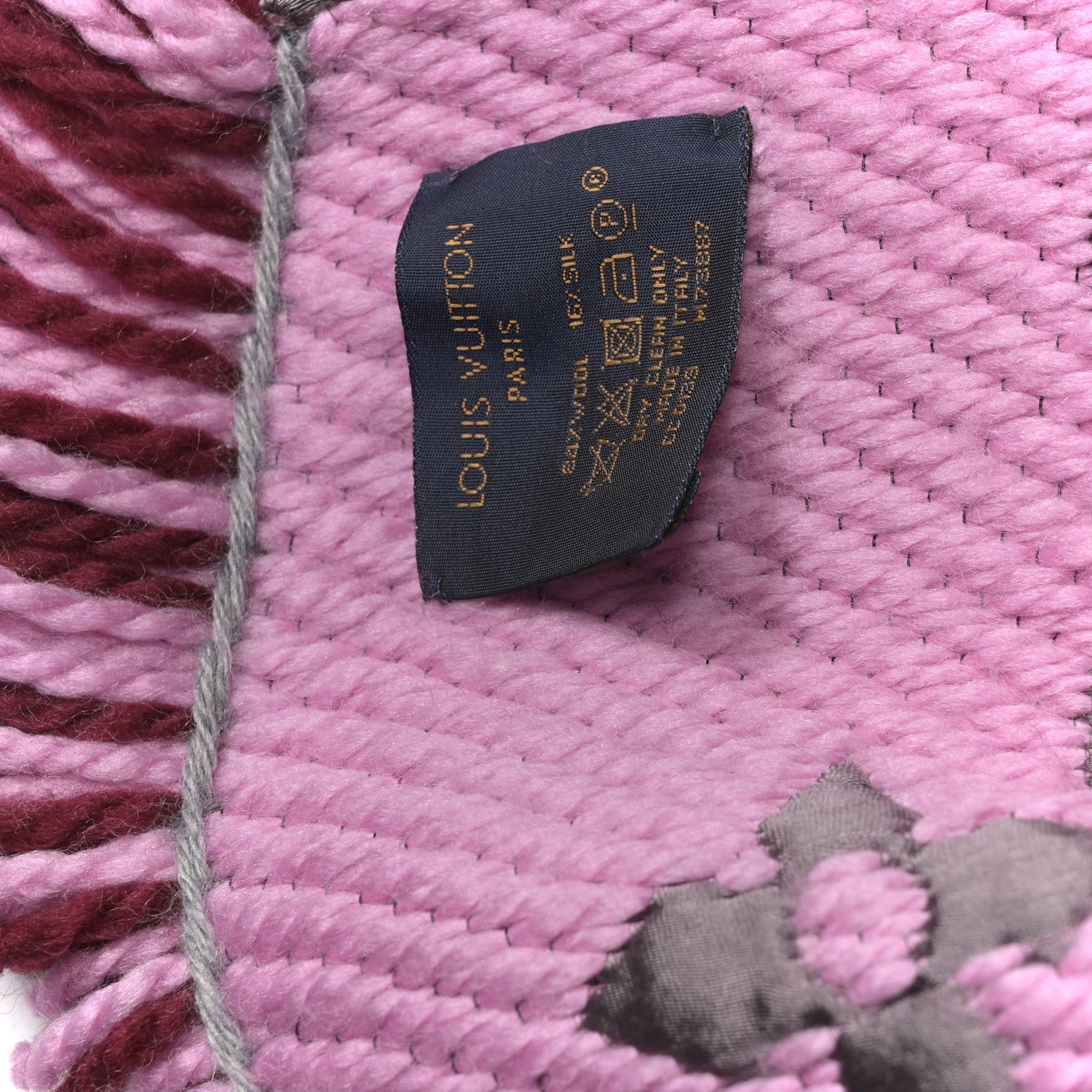 Louis Vuitton Wool Silk Logomania Scarf Wine