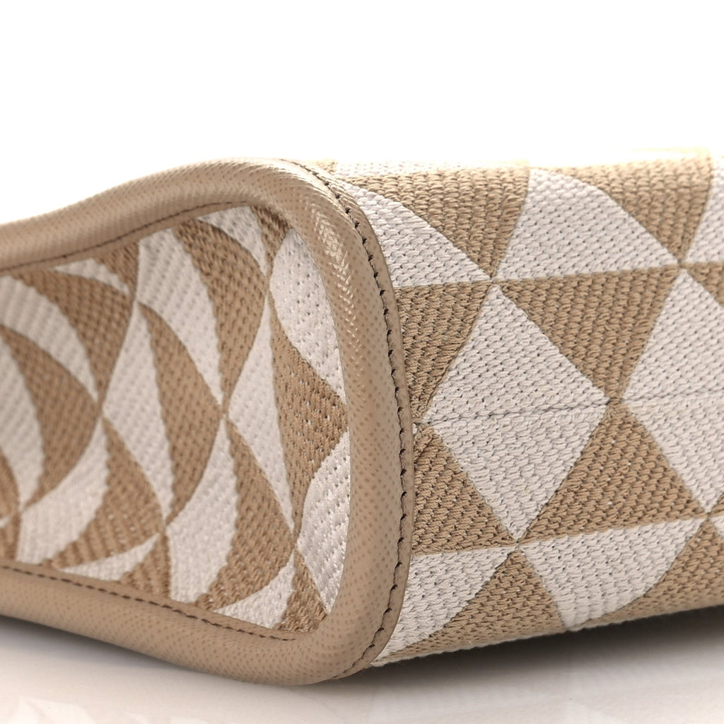 Prada Jacquard Saffiano Triangolo Symbole Embroidered Micro Tote Corda Talco