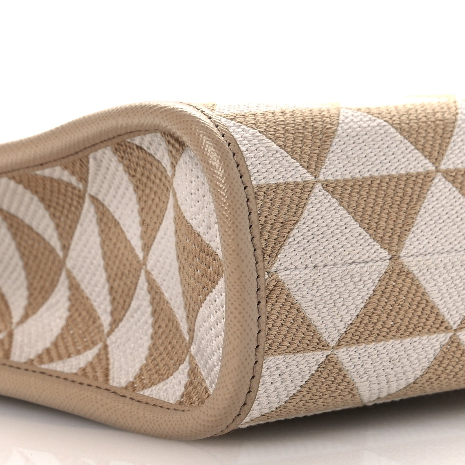 Prada Jacquard Saffiano Triangolo Symbole Embroidered Micro Tote Corda Talco