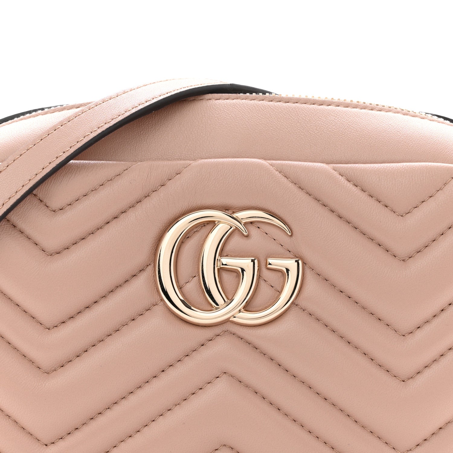 Gucci Calfskin Matelasse Small GG Marmont Camera Bag Pink Beige