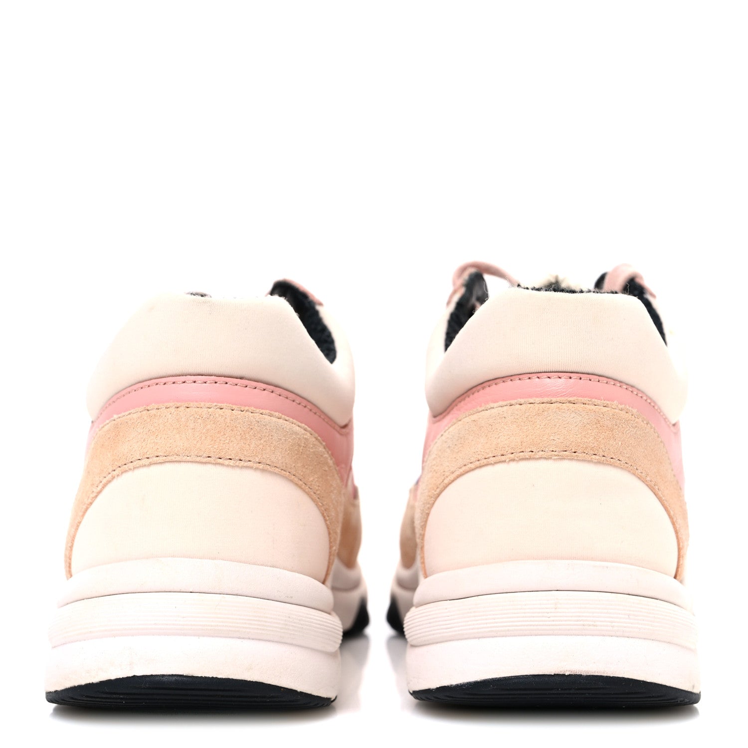 Nylon Lambskin Suede Calfskin CC Sneakers 35 Pink White Black
