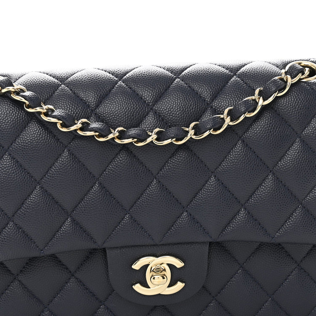 Chanel Caviar Quilted Medium Double Flap Navy