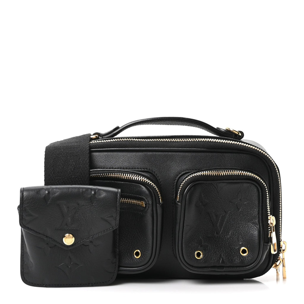 Louis Vuitton Calfskin Monogram Embossed Utility Crossbody Black