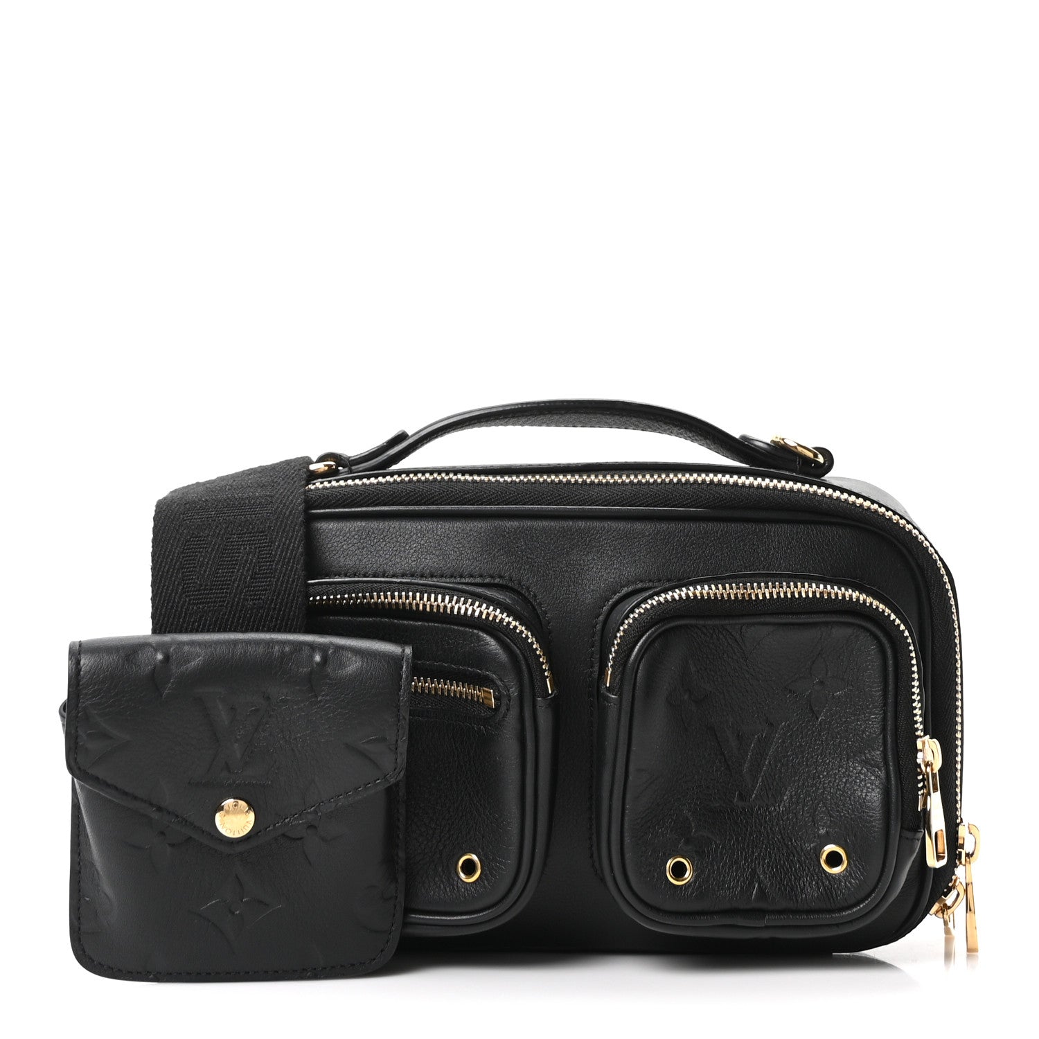 Louis Vuitton Calfskin Monogram Embossed Utility Crossbody Black