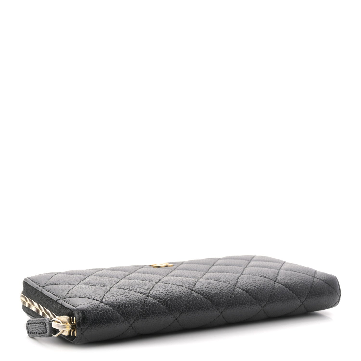 Caviar Quilted Large Gusset Zip Around Wallet Black