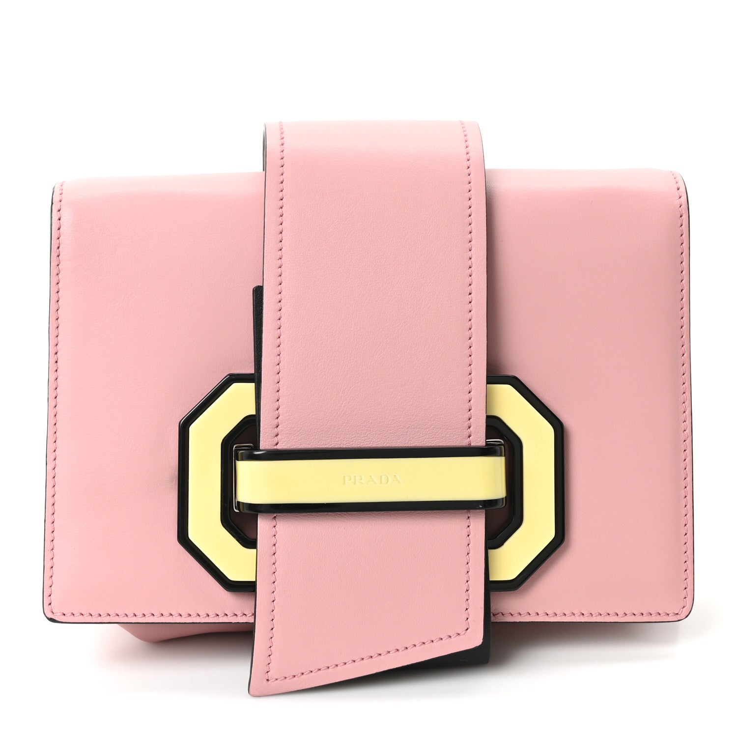 Prada City Calf Plex Ribbon Bag Pesco Giallo