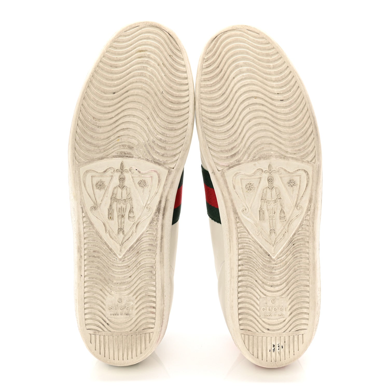 Gucci Calfskin Ayers Bee Embroidered Womens Ace Sneakers 39.5 White Green