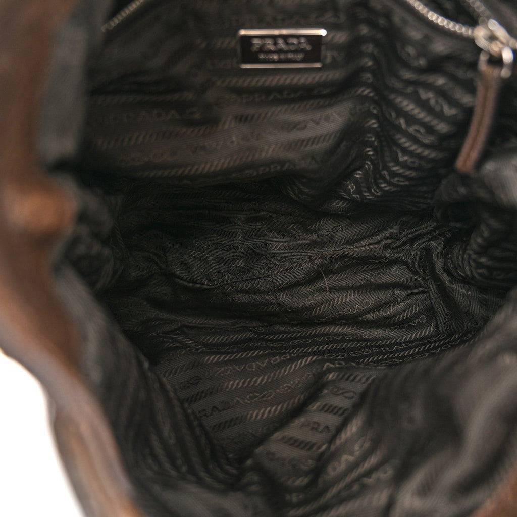 Prada Vitello Daino Hobo  Brown