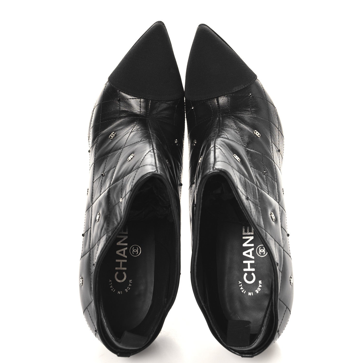 Lambskin Quilted CC Cap Toe Booties 41 Black