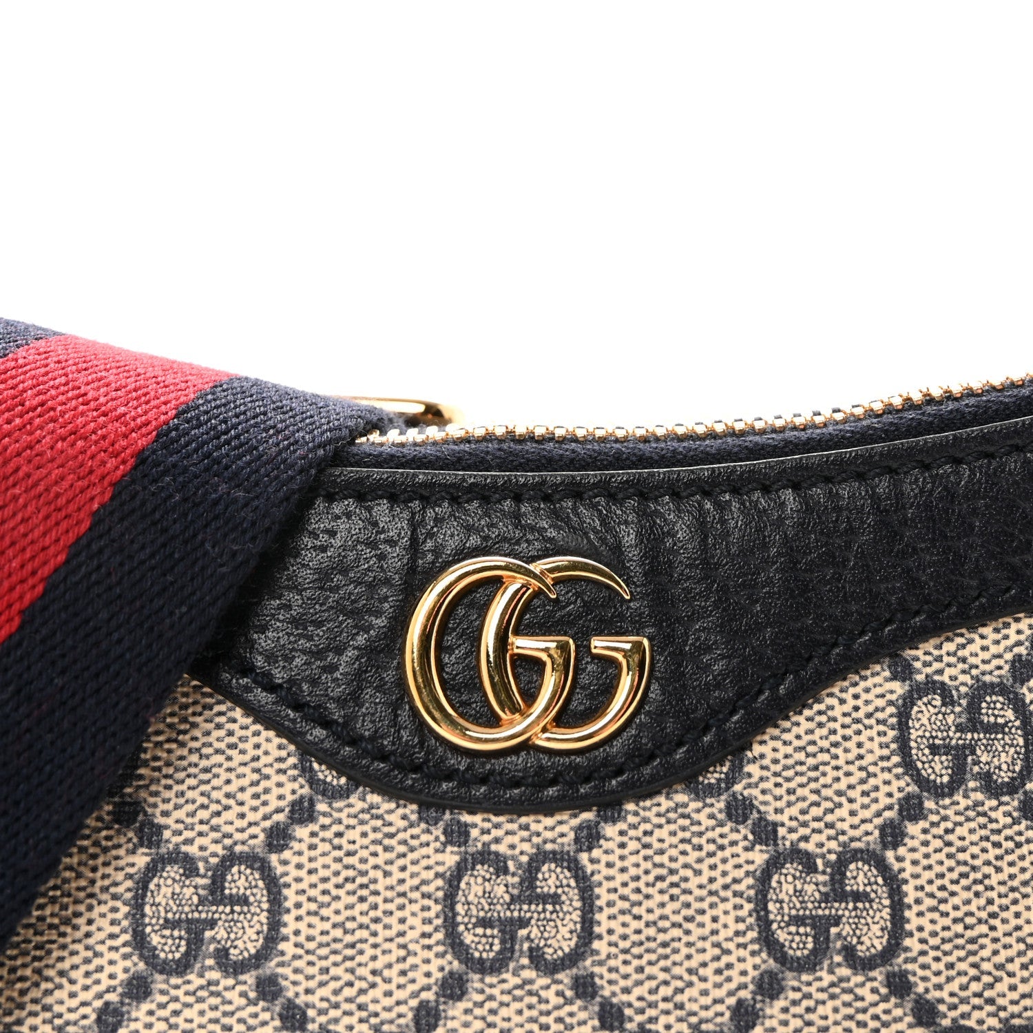 Gucci GG Supreme Monogram Textured Dollar Calfskin Web Small Ophidia GG Handbag Beige Blue