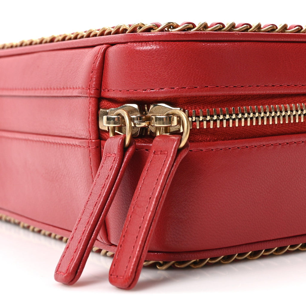 Chanel Goatskin Quilted Small CC Filigree Vanity Case Red