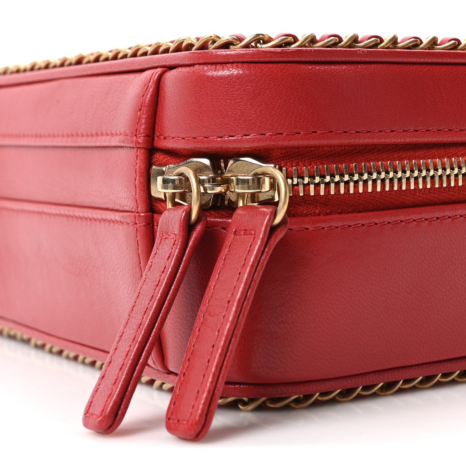 Chanel Goatskin Quilted Small CC Filigree Vanity Case Red