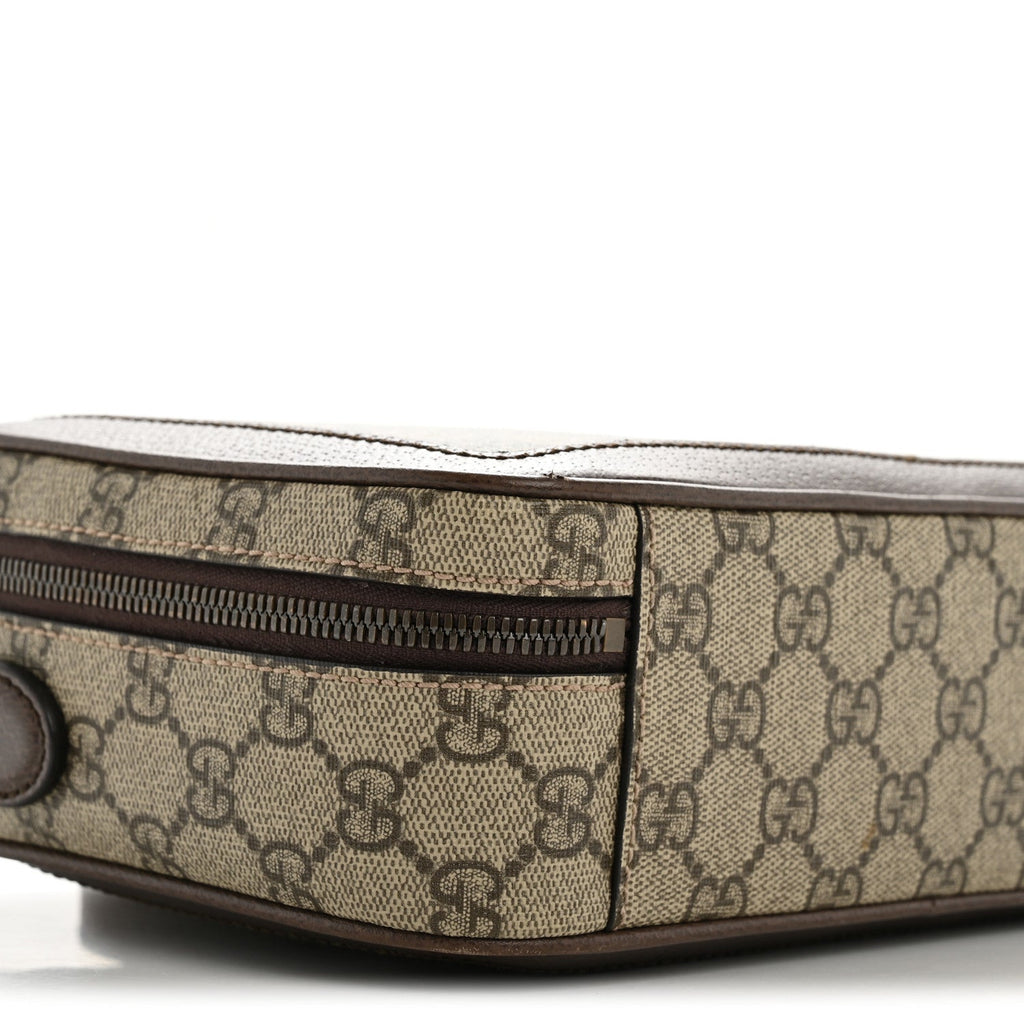 Gucci GG Supreme Monogram Web Small Ophidia Top Handle Shoulder Bag Brown