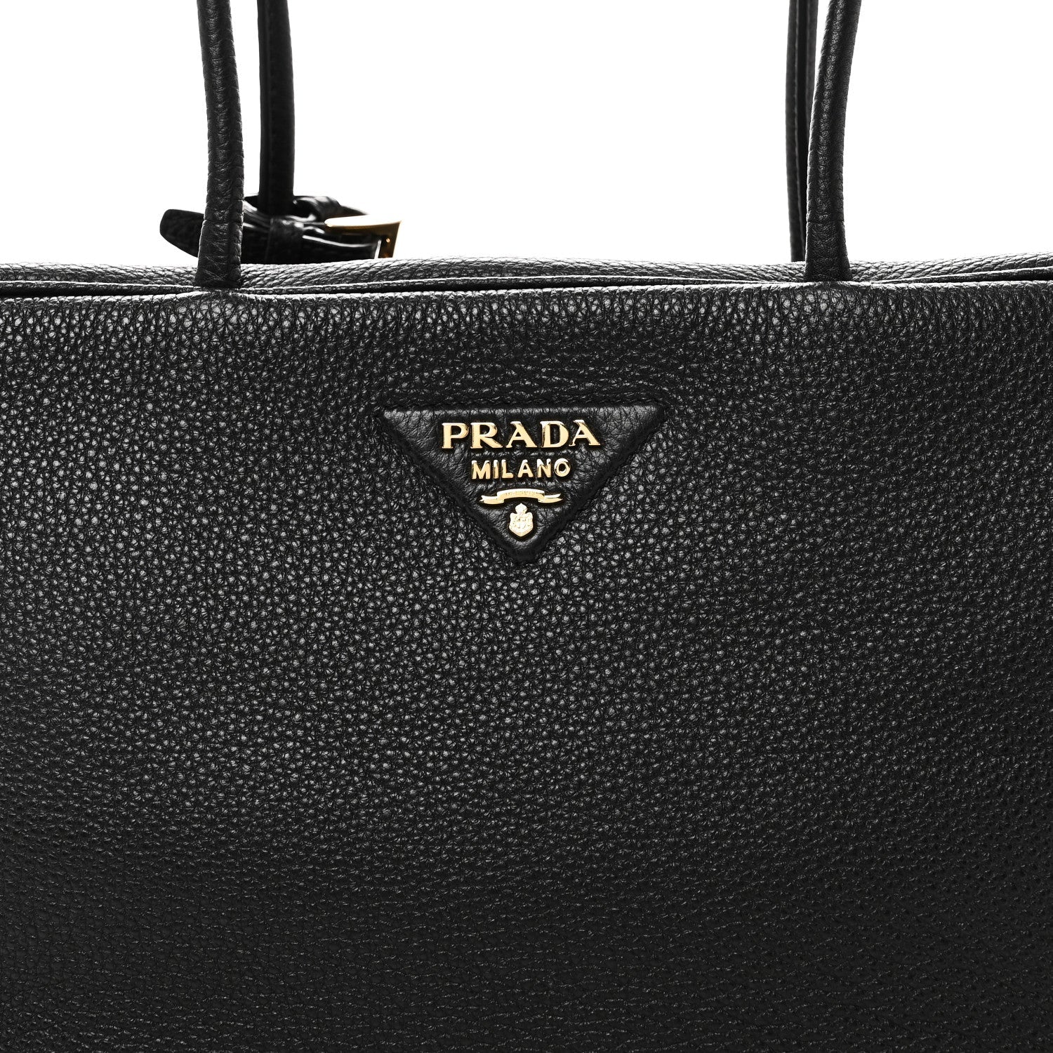 Prada Vitello Daino Soft Large Top Handle Bag Black