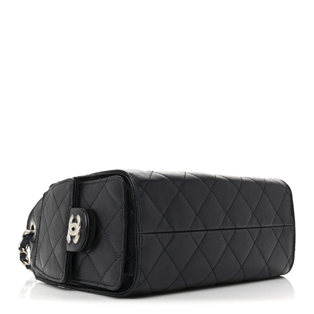 Chanel Metallic Caviar Quilted Mini Chanel 25 Handbag Dark Blue