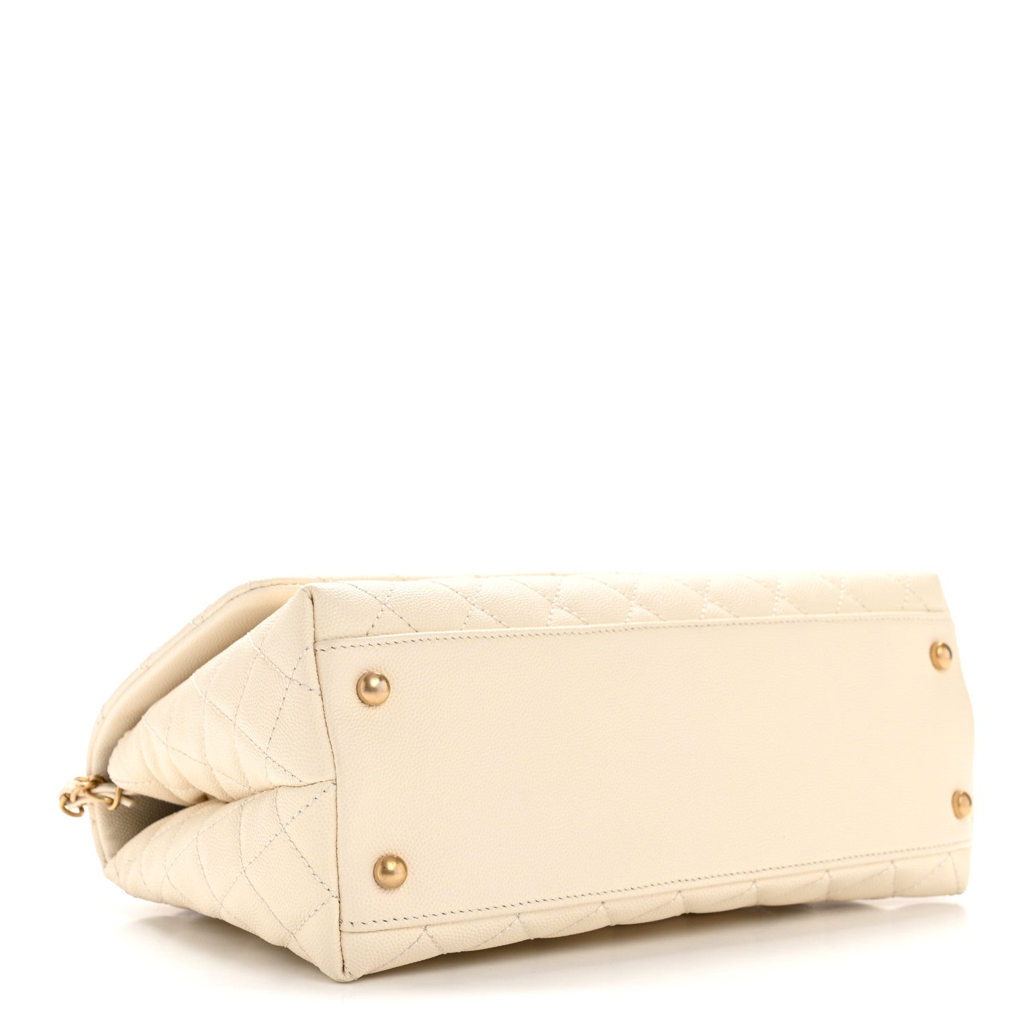 Chanel Caviar Lizard Quilted Small Coco Handle Flap Ivory