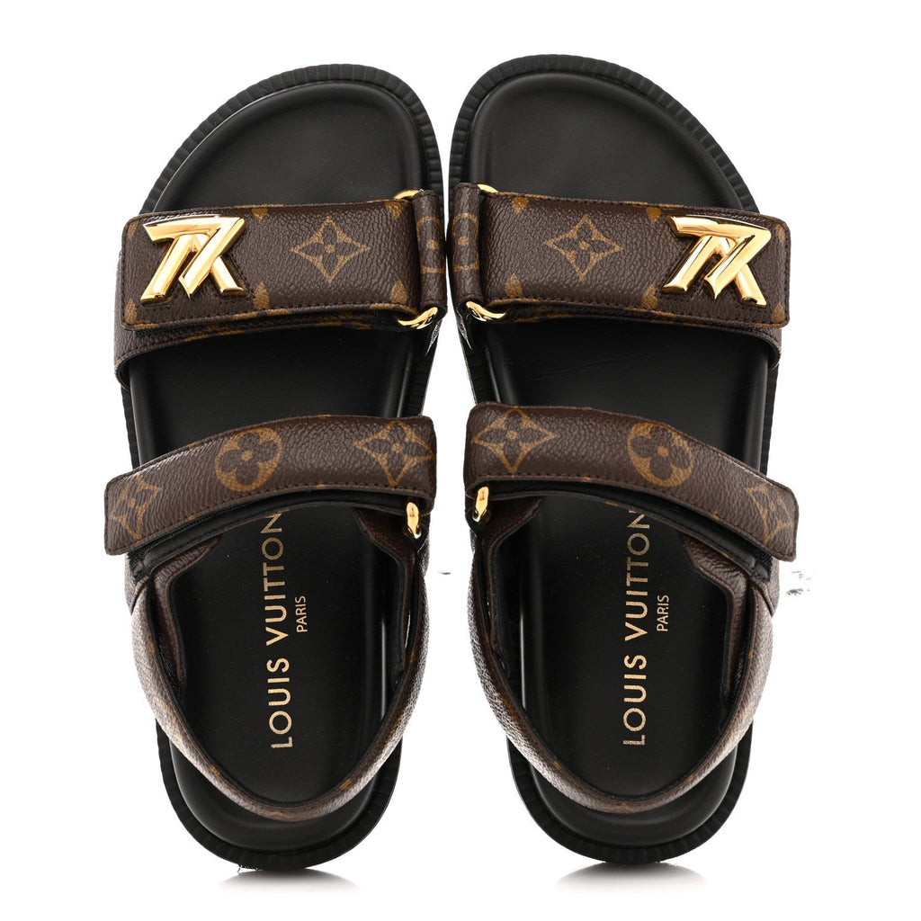 Louis Vuitton Monogram LV Sunset Comfort Flat Sandals 35 Cacao Brown