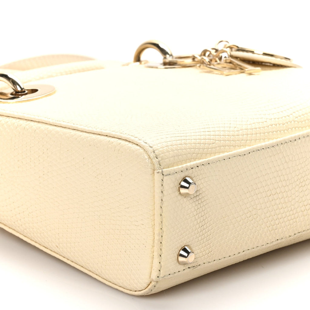 Christian Dior Lizard Mini Lady Dior White