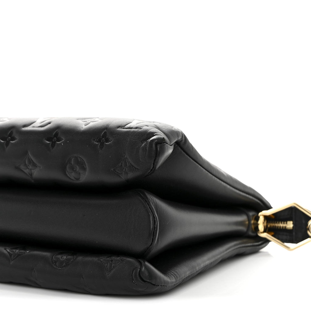Louis Vuitton Lambskin Embossed Monogram Coussin MM Black