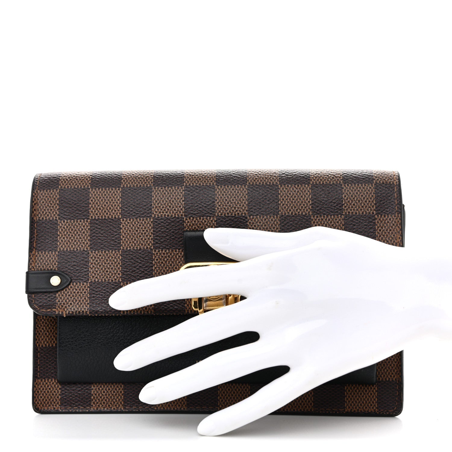 Louis Vuitton Damier Ebene Vavin Chain Wallet Black
