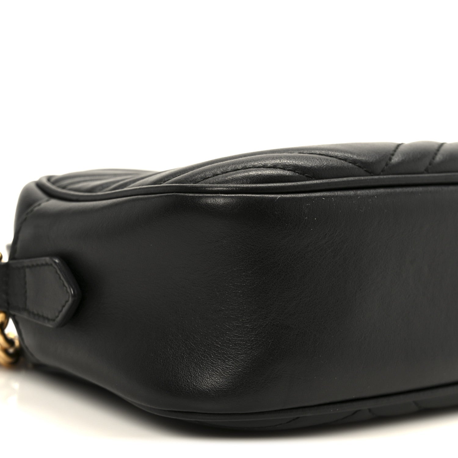Gucci Calfskin Matelasse Small GG Marmont Chain Shoulder Bag Black