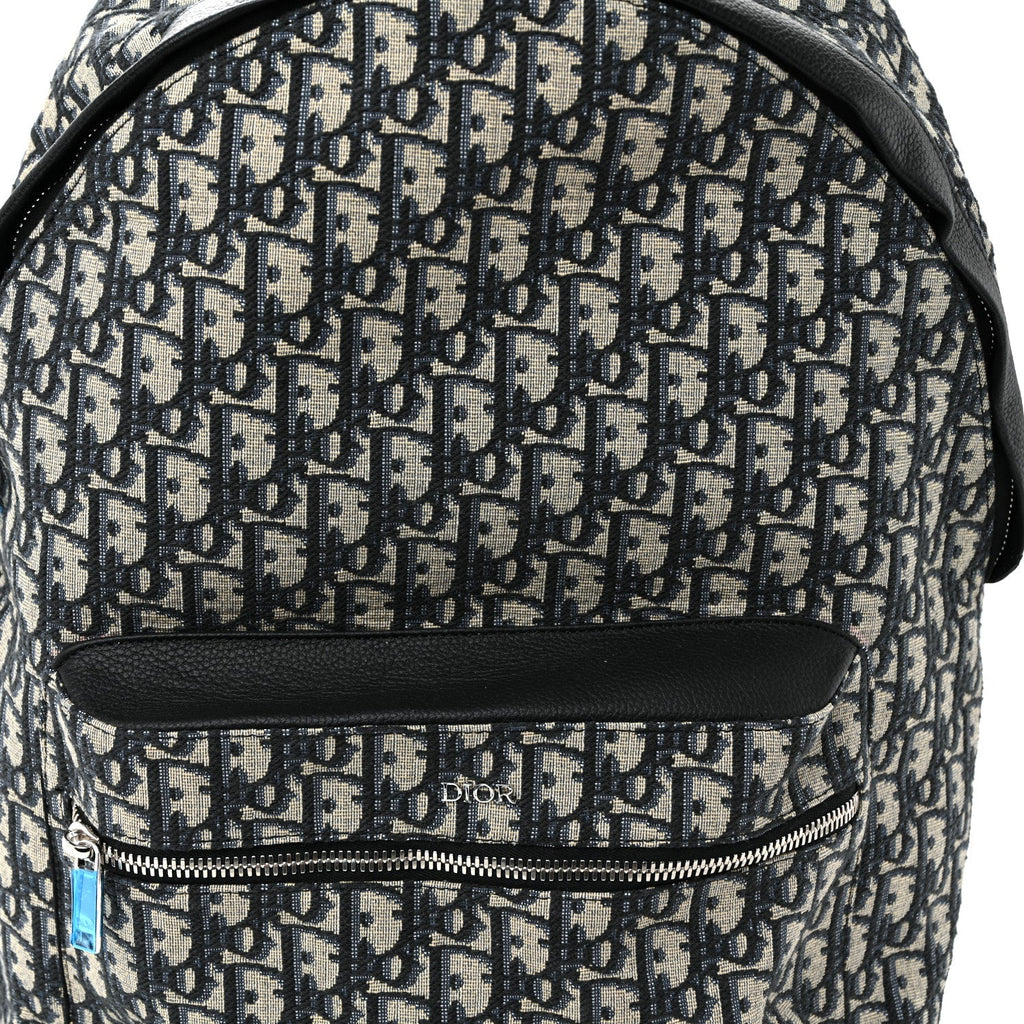 Christian Dior Oblique Calfskin Rider Backpack Beige Black