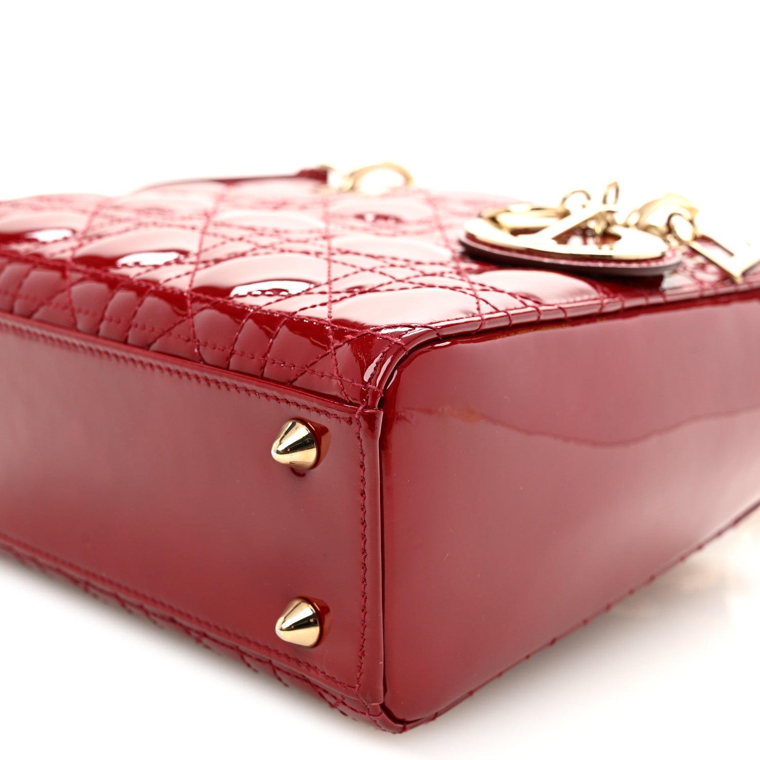 Christian Dior Patent Cannage Small Lady Dior Cherry Red