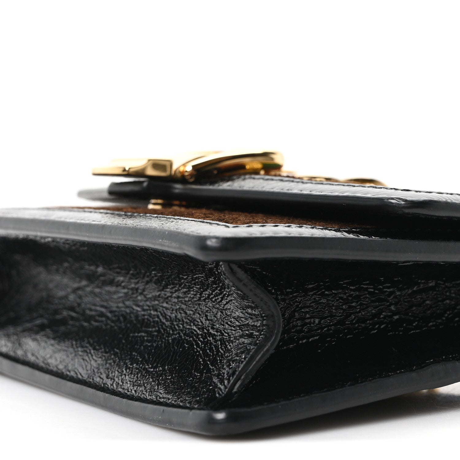 Gucci Velvet GG Monogram Web Super Mini Sylvie Chain Shoulder Bag Brown Black Oro Vecchio