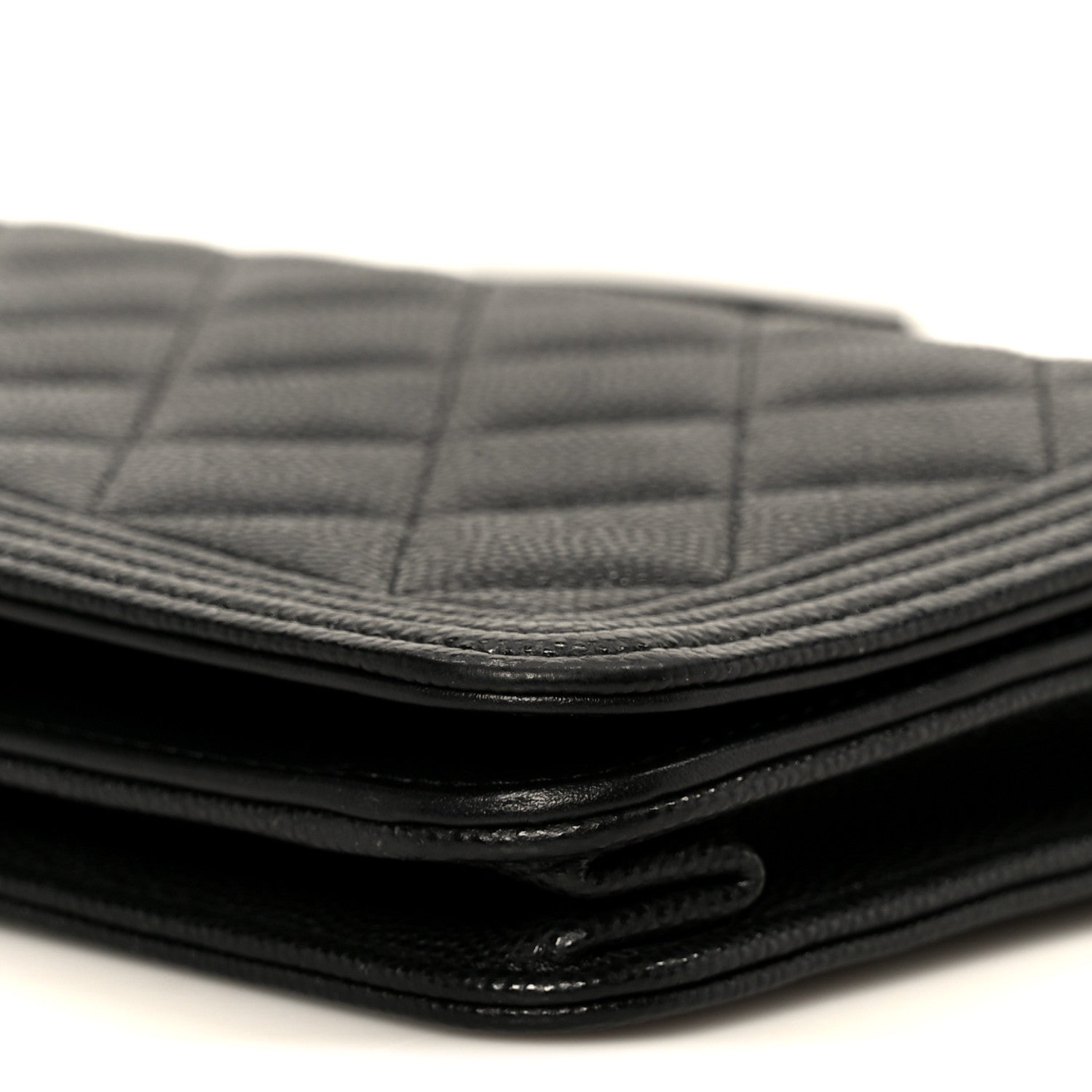 Chanel Caviar Quilted Boy Wallet On Chain WOC Black
