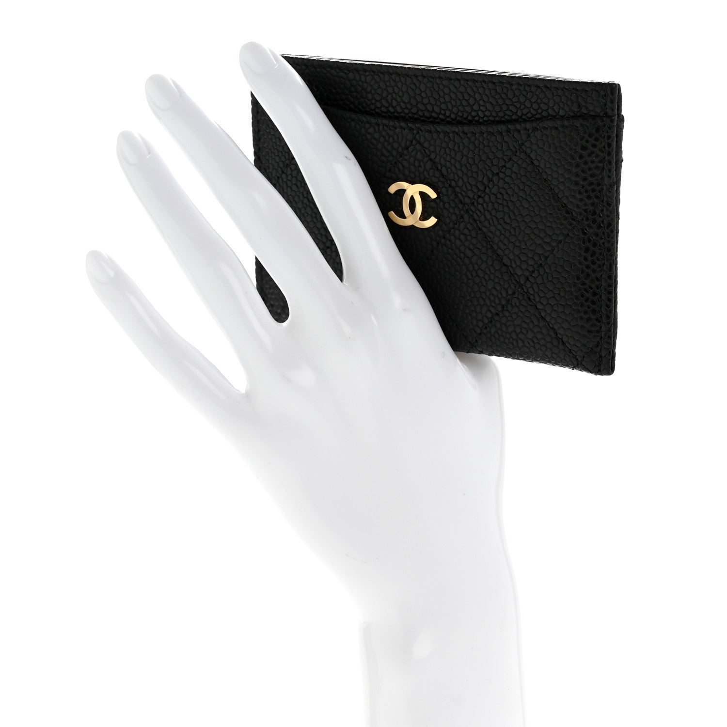 Caviar Quilted Card Holder Black