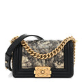 Chanel Metallic Crumpled Goatskin Small Boy Flap Black Gold