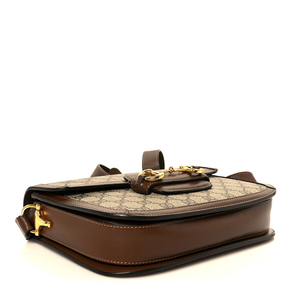 Gucci GG Supreme Monogram Horsebit 1955 Shoulder Bag Beige Brown Sugar