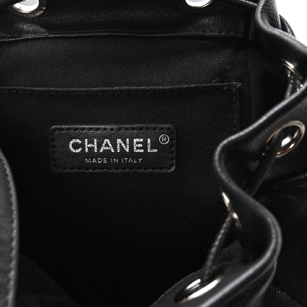 Chanel Lambskin Quilted Metallic Bubble Backpack Black