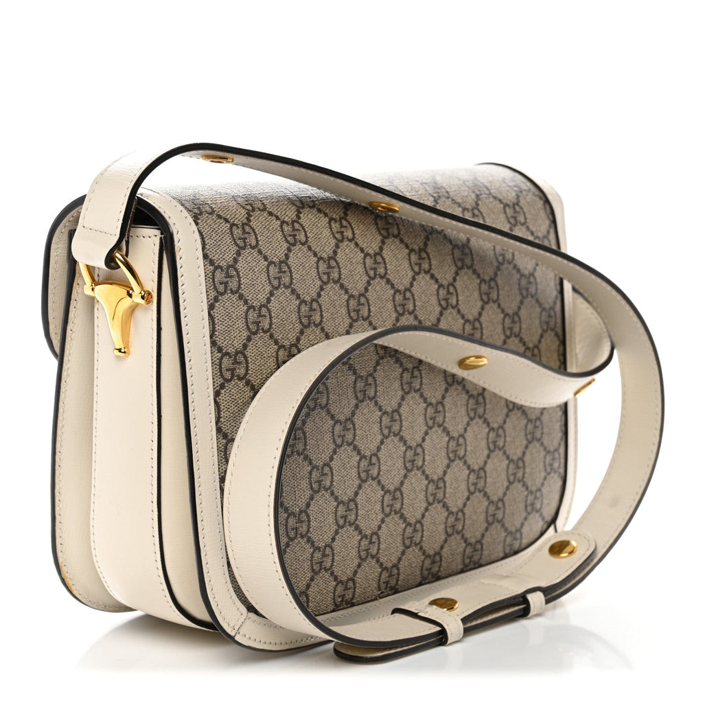 Gucci GG Supreme Monogram Horsebit 1955 Shoulder Bag Beige Mystic White