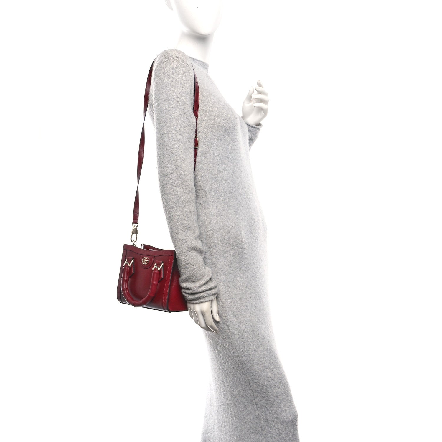 Gucci Sweetbread Calfskin Mini Diana Tote Bag Rosso Ancora