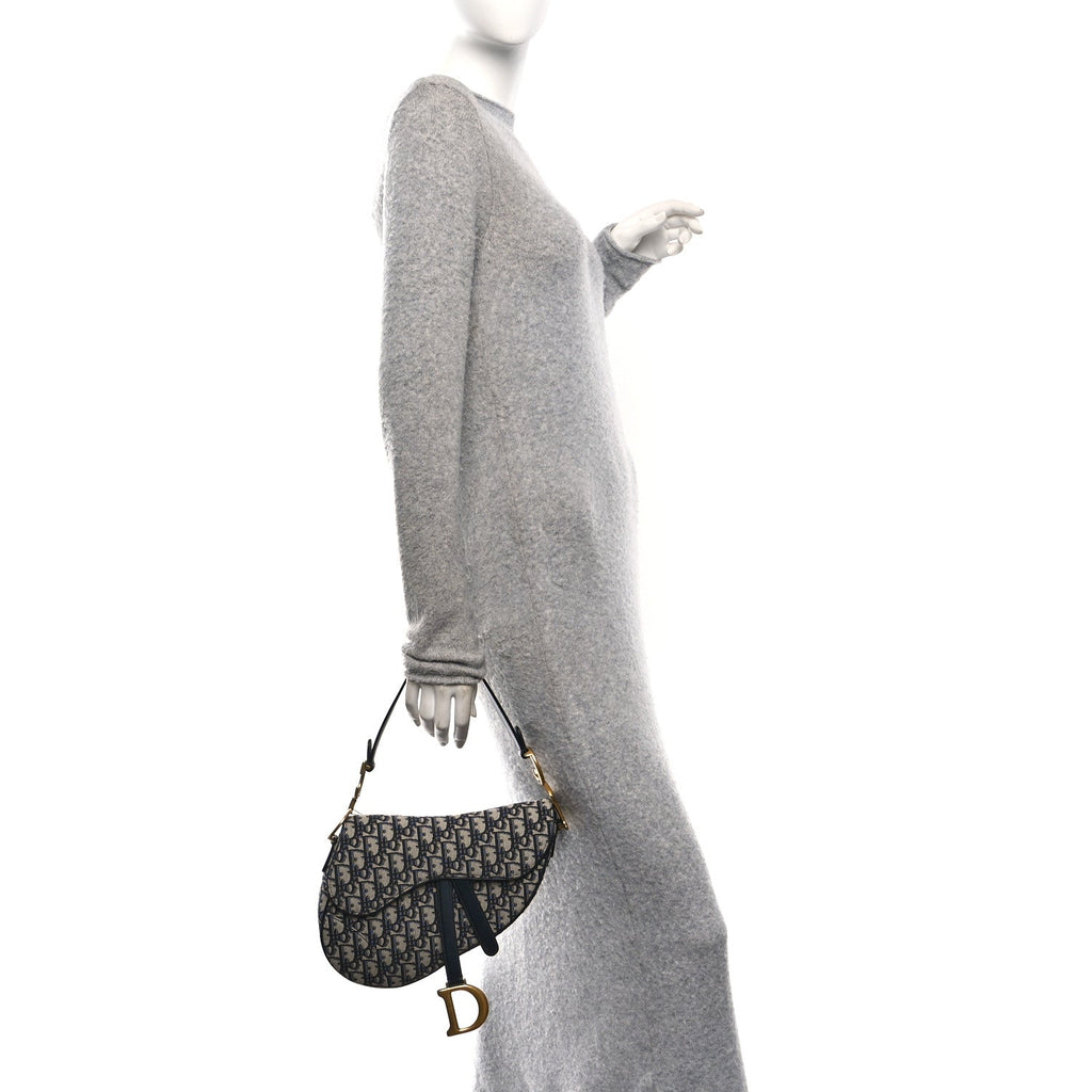 Christian Dior Oblique Saddle Bag Blue