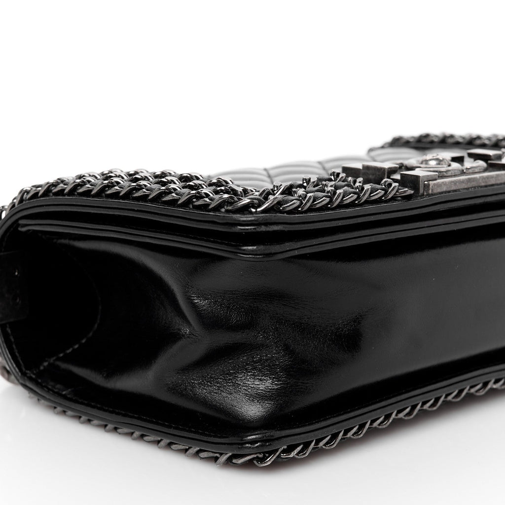Chanel Glazed Calfskin Quilted Small Boy Chained Flap Black