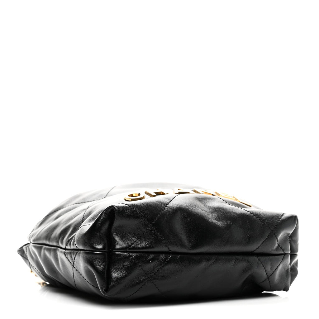 Chanel Shiny Calfskin Quilted Pearl CC Chain Mini Chanel 22 Black